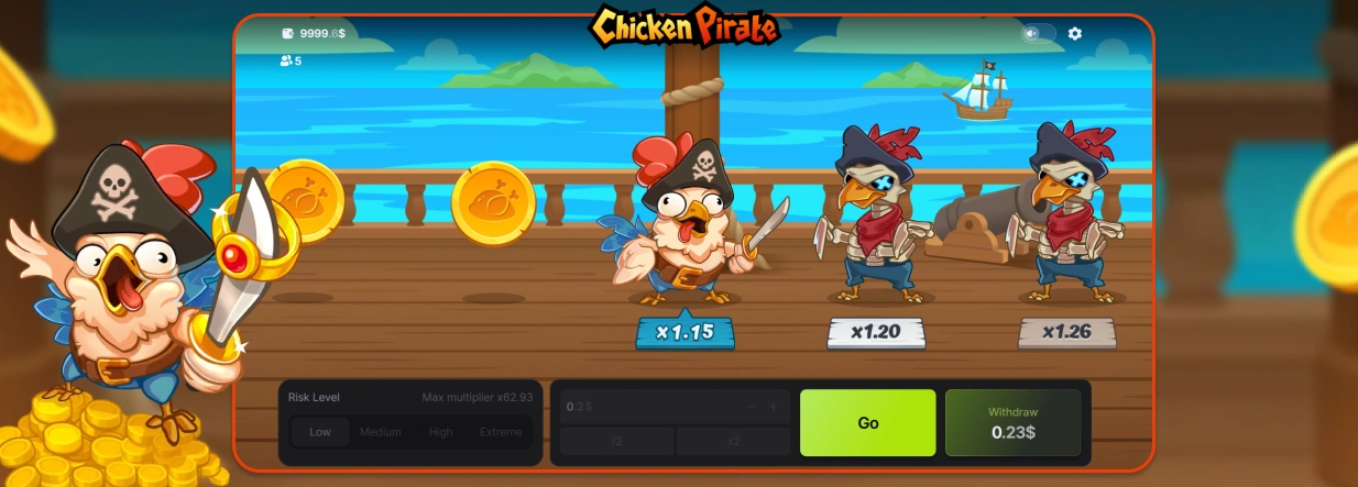 Chicken Pirate Slot Visuals.
